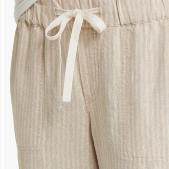 Caslon Linen Blend Pants - Striped Pull-On Petite Size PM - Picture 2 of 9